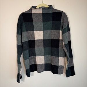 Tahari Plaid Turtleneck Sweater - Black, Gray, Cream